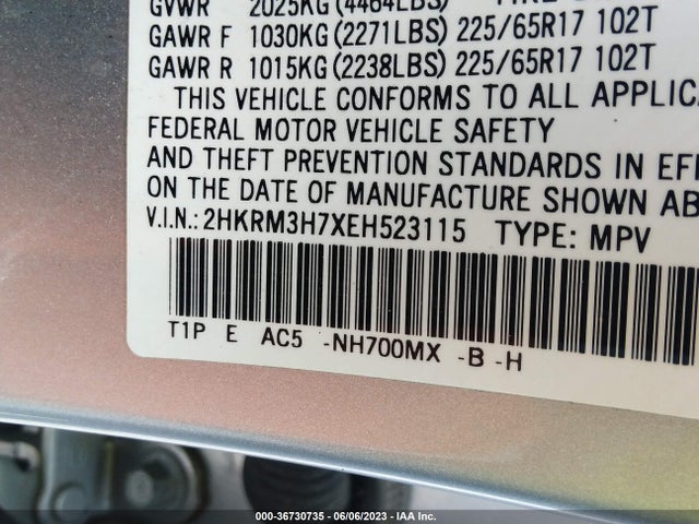 Honda Cr-v Ex-l 2014 2HKRM3H7XEH523115 Image 9