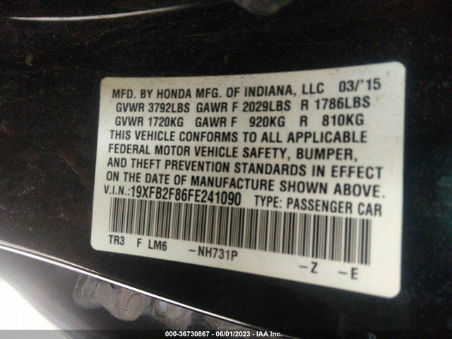 Honda Civic Sedan Ex 2015 19XFB2F86FE241090 Image 10