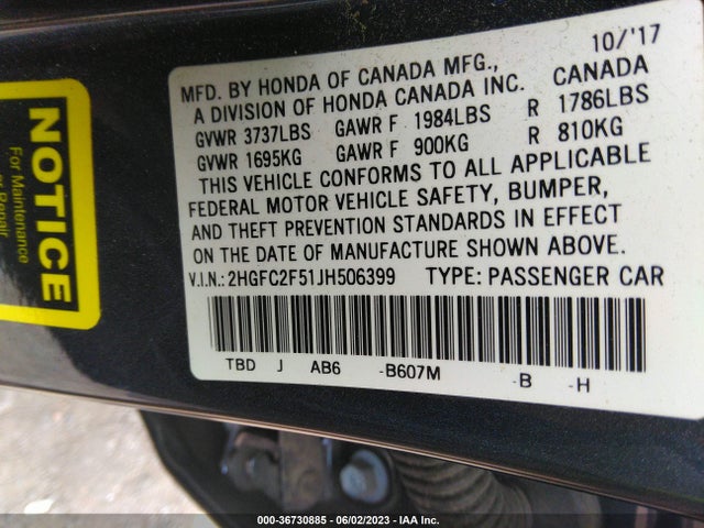 Honda Civic Sedan Lx 2018 2HGFC2F51JH506399 Image 9