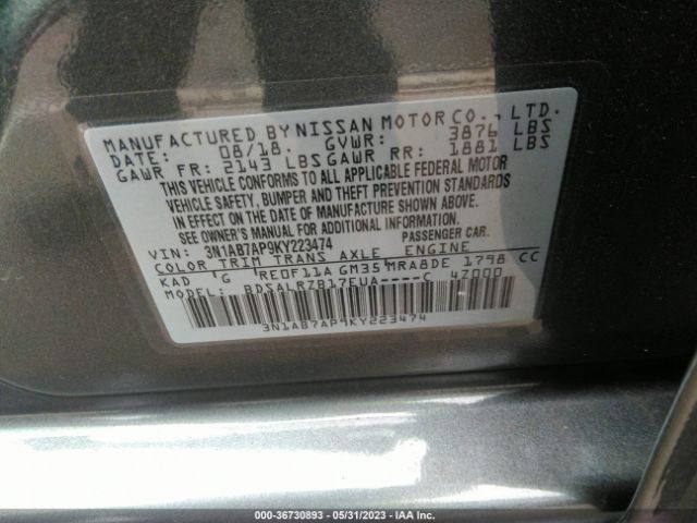 3N1AB7AP9KY223474 Nissan SENTRA SR