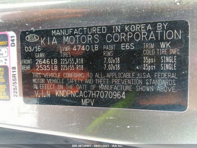 KNDPNCAC7H7070964 KIA Sportage Ex