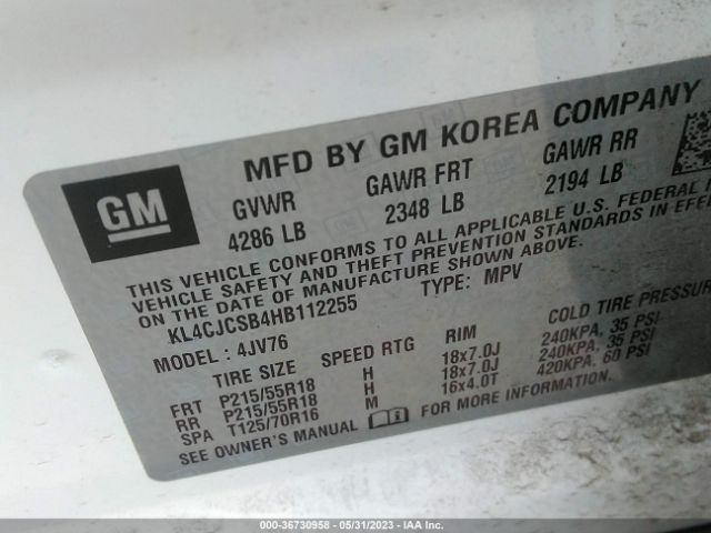 KL4CJCSB4HB112255 Buick Encore Essence