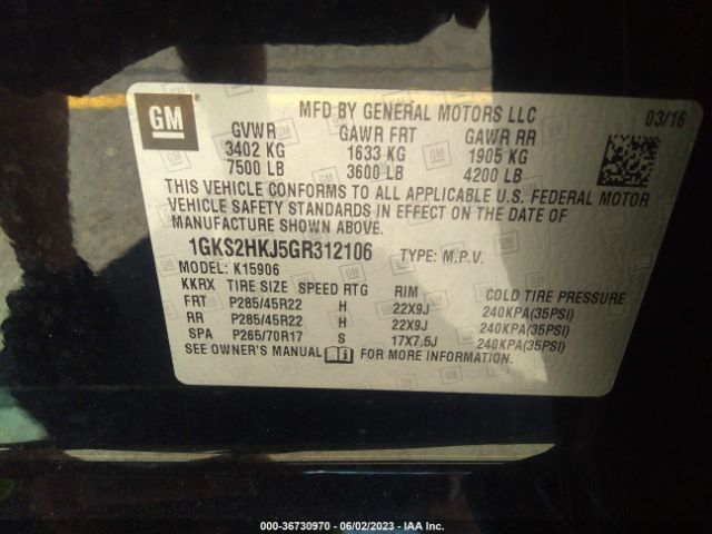 1GKS2HKJ5GR312106 GMC YUKON XL DENALI