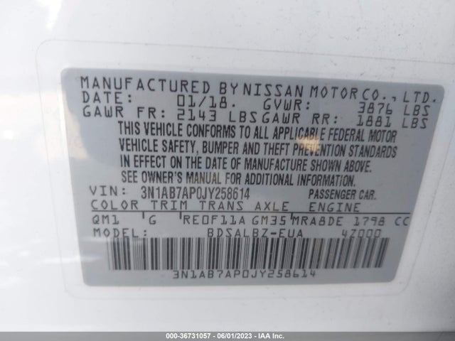 Nissan SENTRA S 2018 3N1AB7AP0JY258614 Image 9