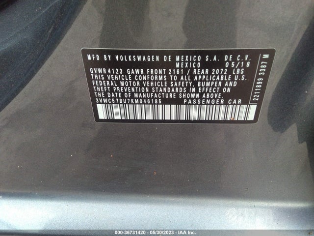 3VWC57BU7KM046185 Volkswagen Jetta S/se/r-line