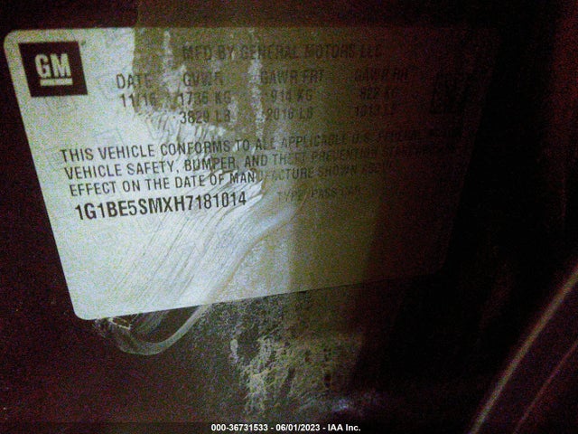 Chevrolet Cruze Lt Auto 2017 1G1BE5SMXH7181014 Image 9