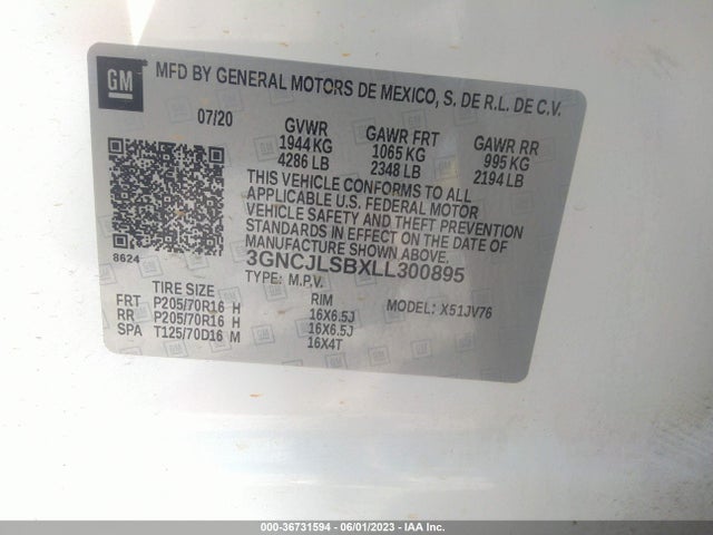 Chevrolet Trax Lt 2020 3GNCJLSBXLL300895 Image 9