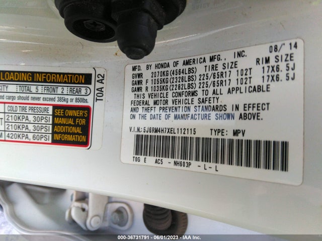 Honda Cr-v Ex-l 2014 5J6RM4H7XEL112115 Image 9