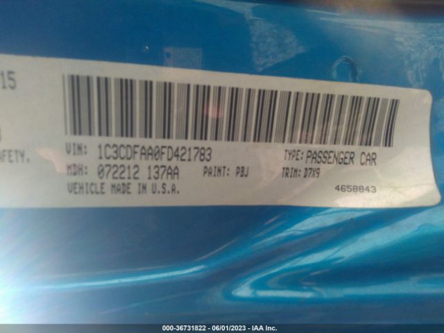 1C3CDFAA0FD421783 Dodge DART SE