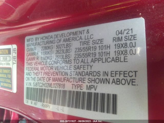 5J8TC2H32ML027818 Acura RDX