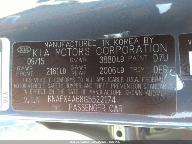 KNAFX4A68G5522174 KIA FORTE LX