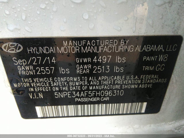 2015 HYUNDAI SONATA SPORT VIN: 5NPE34AF5FH096310