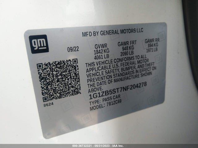 Chevrolet MALIBU LS 2022 1G1ZB5ST7NF204278 Image 9