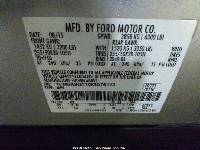 1FM5K8GT1GGA76113 Ford EXPLORER SPORT