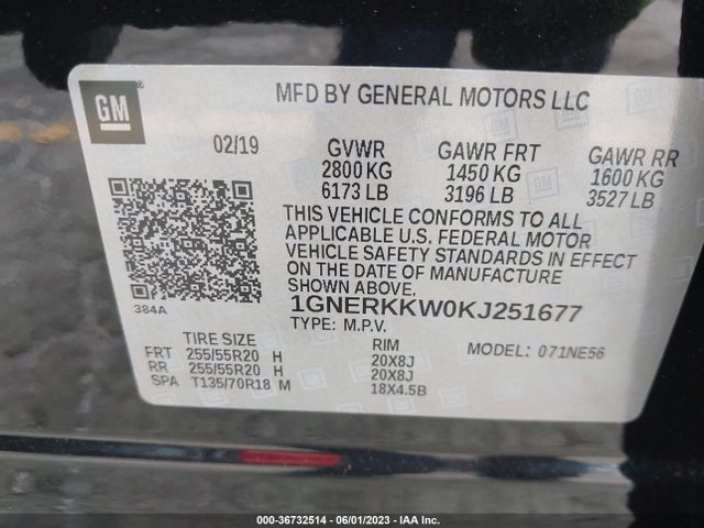 Chevrolet Traverse Premier 2019 1GNERKKW0KJ251677 Image 10