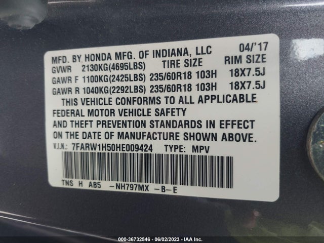 Honda CR-V EX 2017 7FARW1H50HE009424 Image 10