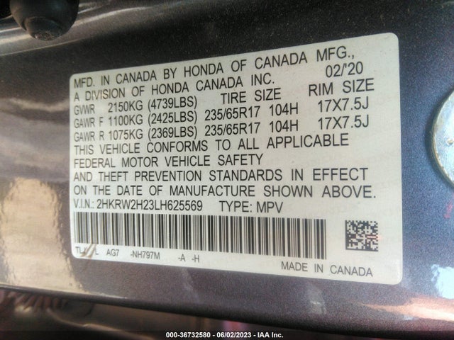 Honda CR-V LX 2020 2HKRW2H23LH625569 Image 9