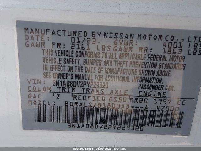 3N1AB8DV2PY229320 Nissan SENTRA SR