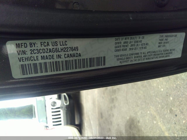 Dodge Challenger Sxt 2020 2C3CDZAG6LH227649 Image 9