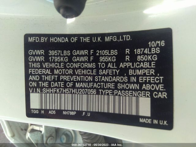 SHHFK7H57HU207056 Honda Civic Hatchback Ex