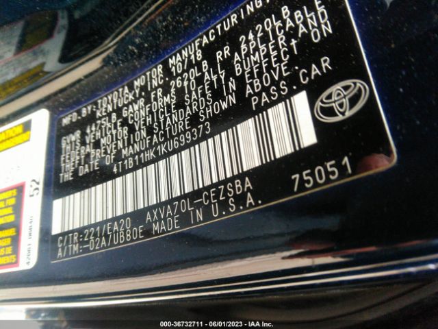 Toyota Camry Le/se/xle/l 2019 4T1B11HK1KU699373 Image 10