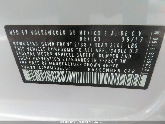 3VW2B7AJ5HM388500 Volkswagen Jetta 1.4t S