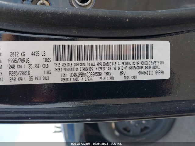 2012 JEEP PATRIOT SPORT VIN: 1C4NJPBA4CD660590