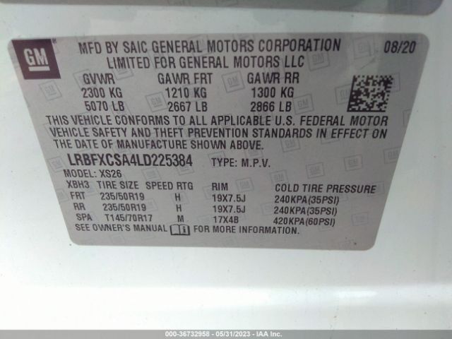 LRBFXCSA4LD225384 Buick Envision Essence