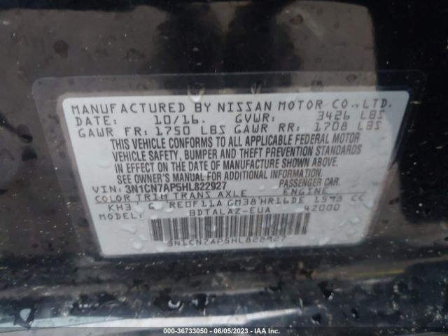 3N1CN7AP5HL822927 Nissan Versa Sedan S Plus
