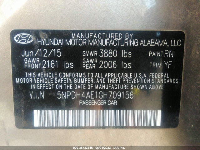 Hyundai ELANTRA SE 2016 5NPDH4AE1GH709156 Image 10