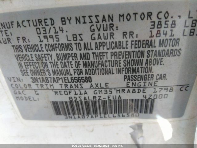 3N1AB7AP1EL656580 Nissan SENTRA SR