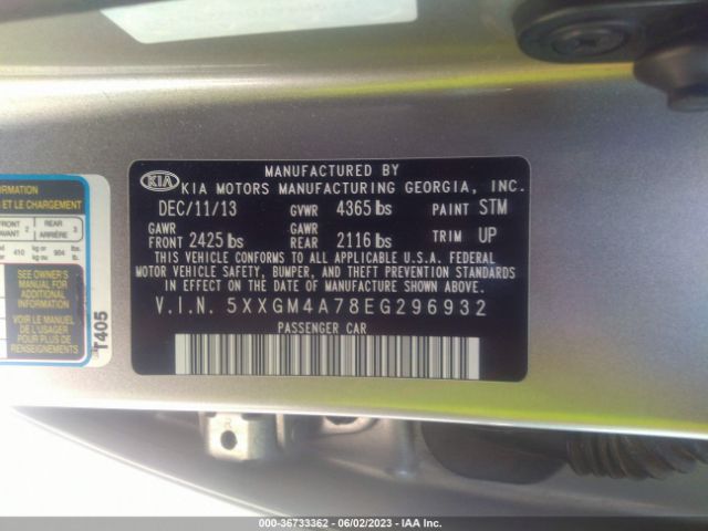 5XXGM4A78EG296932 KIA Optima Lx