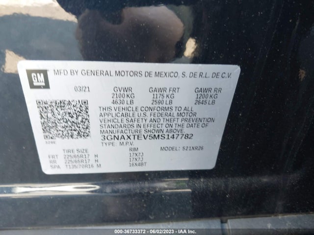 Chevrolet EQUINOX LT 2021 3GNAXTEV5MS147782 Image 9