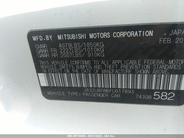 JA32U8FW6FU017893 Mitsubishi LANCER GT