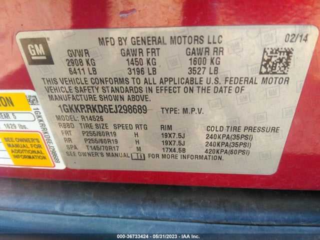 GMC ACADIA SLT 2014 1GKKRRKD6EJ298689 Image 9