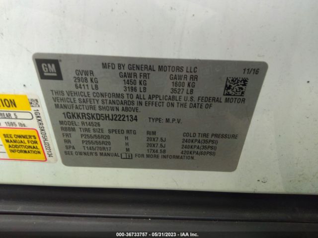 1GKKRSKD5HJ222134 GMC Acadia Limited Limited
