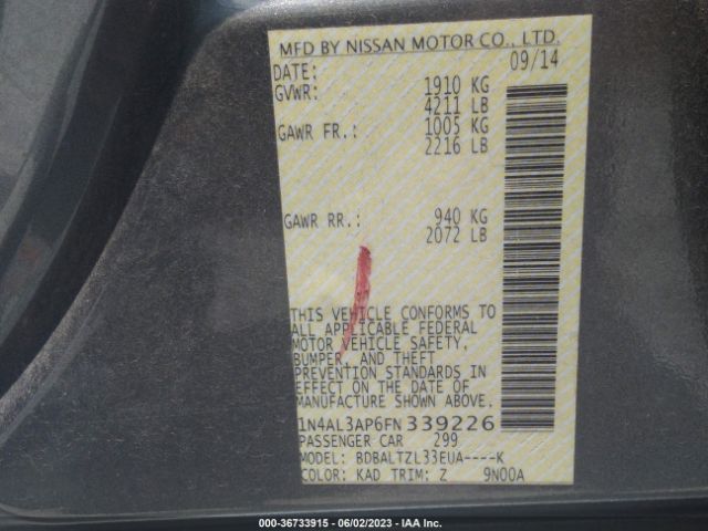 1N4AL3AP6FN339226 Nissan Altima 2.5 Sl