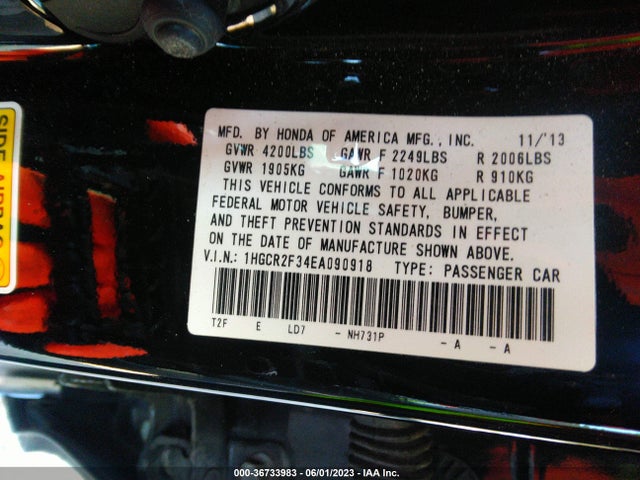 Honda Accord Sedan Lx 2014 1HGCR2F34EA090918 Image 9
