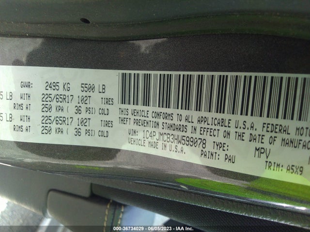 1C4PJMCB3HW599078 Jeep Cherokee Latitude