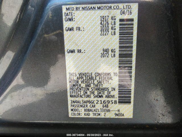 1N4AL3AP6GC216958 Nissan Altima 2.5 Sr
