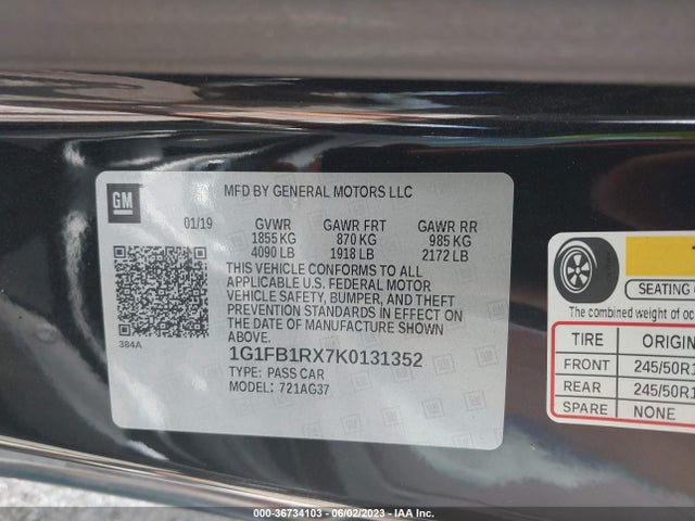 Chevrolet Camaro 1lt 2019 1G1FB1RX7K0131352 Image 9