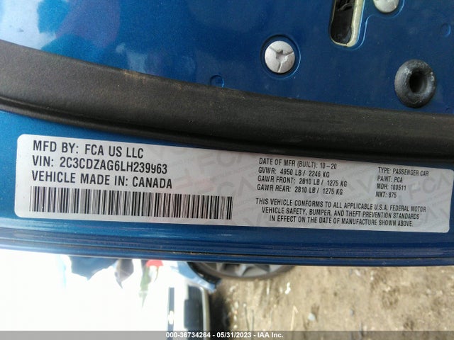 Dodge Challenger Sxt 2020 2C3CDZAG6LH239963 Image 9