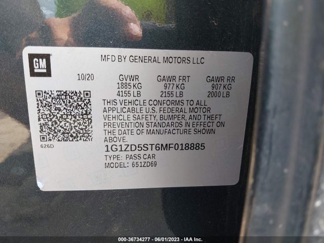 Chevrolet MALIBU LT 2021 1G1ZD5ST6MF018885 Image 9
