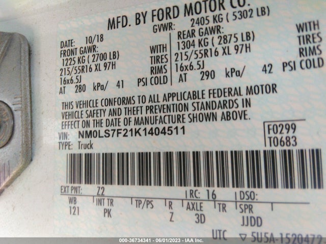 Ford Transit Connect Van Xlt 2019 NM0LS7F21K1404511 Image 9