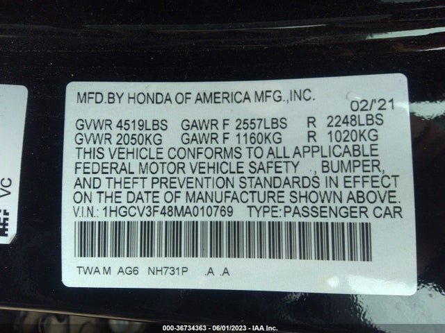 Honda Accord Hybrid Ex 2021 1HGCV3F48MA010769 Image 10