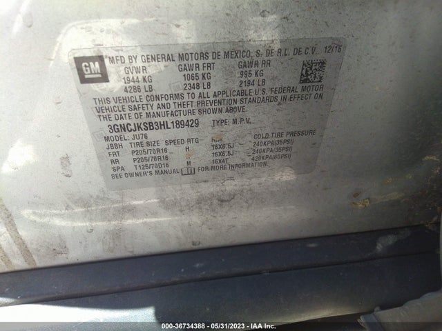 Chevrolet TRAX LS 2017 3GNCJKSB3HL189429 Image 11