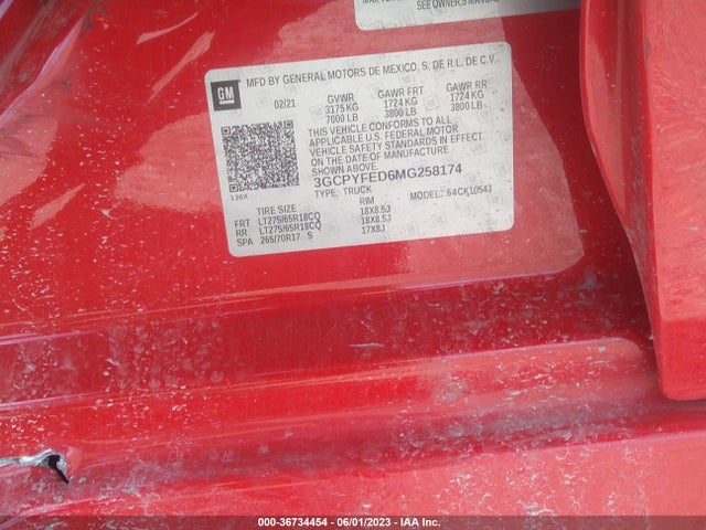 Chevrolet Silverado 1500 Lt Trail Boss 2021 3GCPYFED6MG258174 Image 9