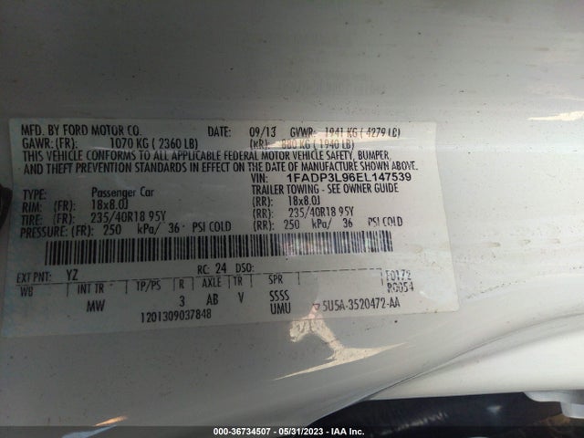 2014 FORD FOCUS ST VIN: 1FADP3L96EL147539
