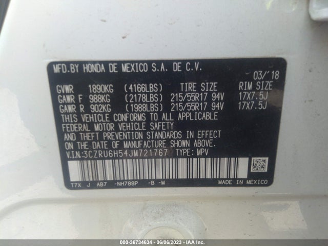 Honda HR-V EX 2018 3CZRU6H54JM721767 Image 9