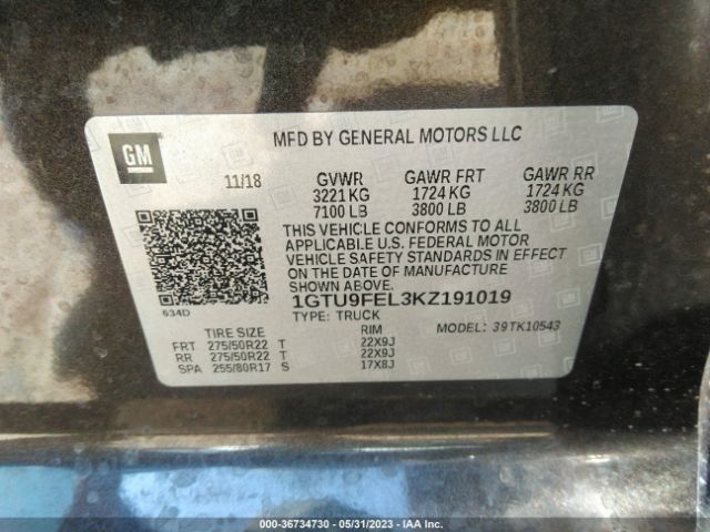 1GTU9FEL3KZ191019 GMC Sierra 1500 Denali